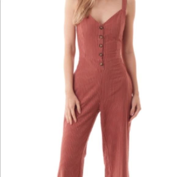 Long Stripe Front Button Romper - Picture 1 of 4